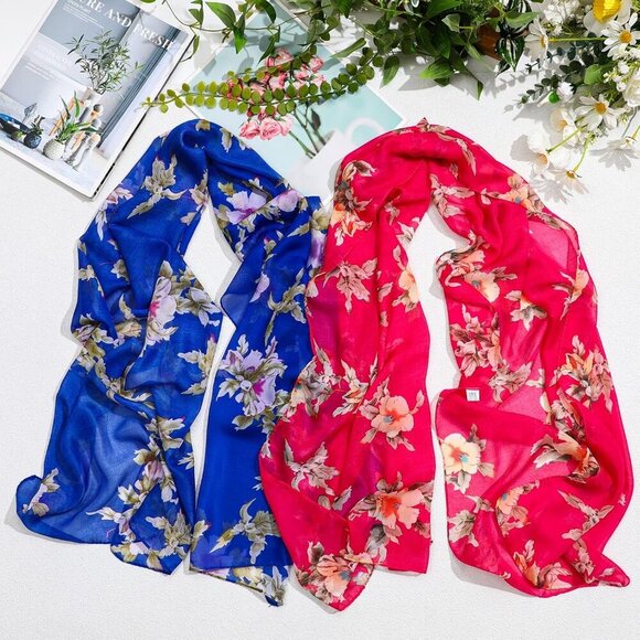 6 Pcs Scarves for Women Lightweight Summer Floral Print Pattern Scarf for Women - Picture 5 of 6